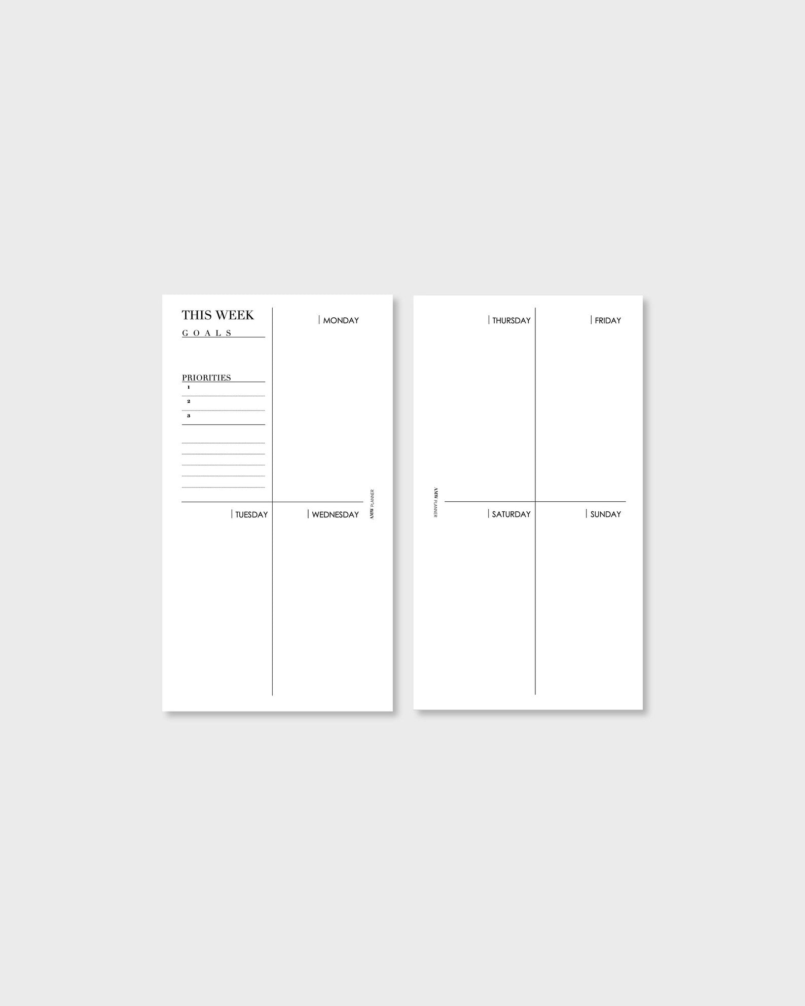 Weekly Box Style Planner Inserts