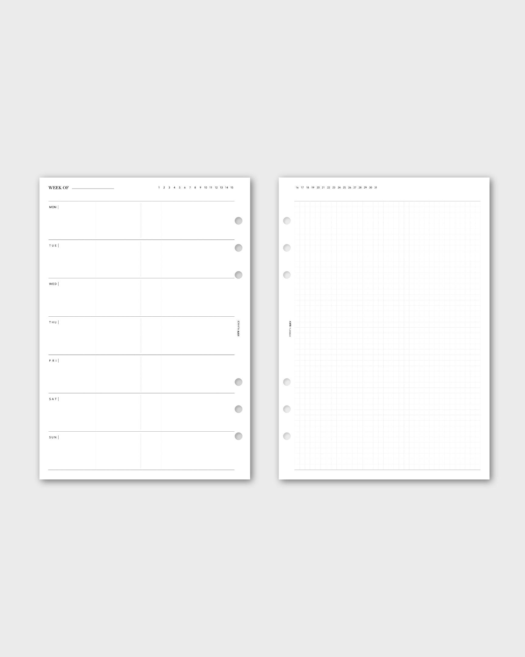 Weekly Planner - Horizontal & Grid Note(Weeks Layout)