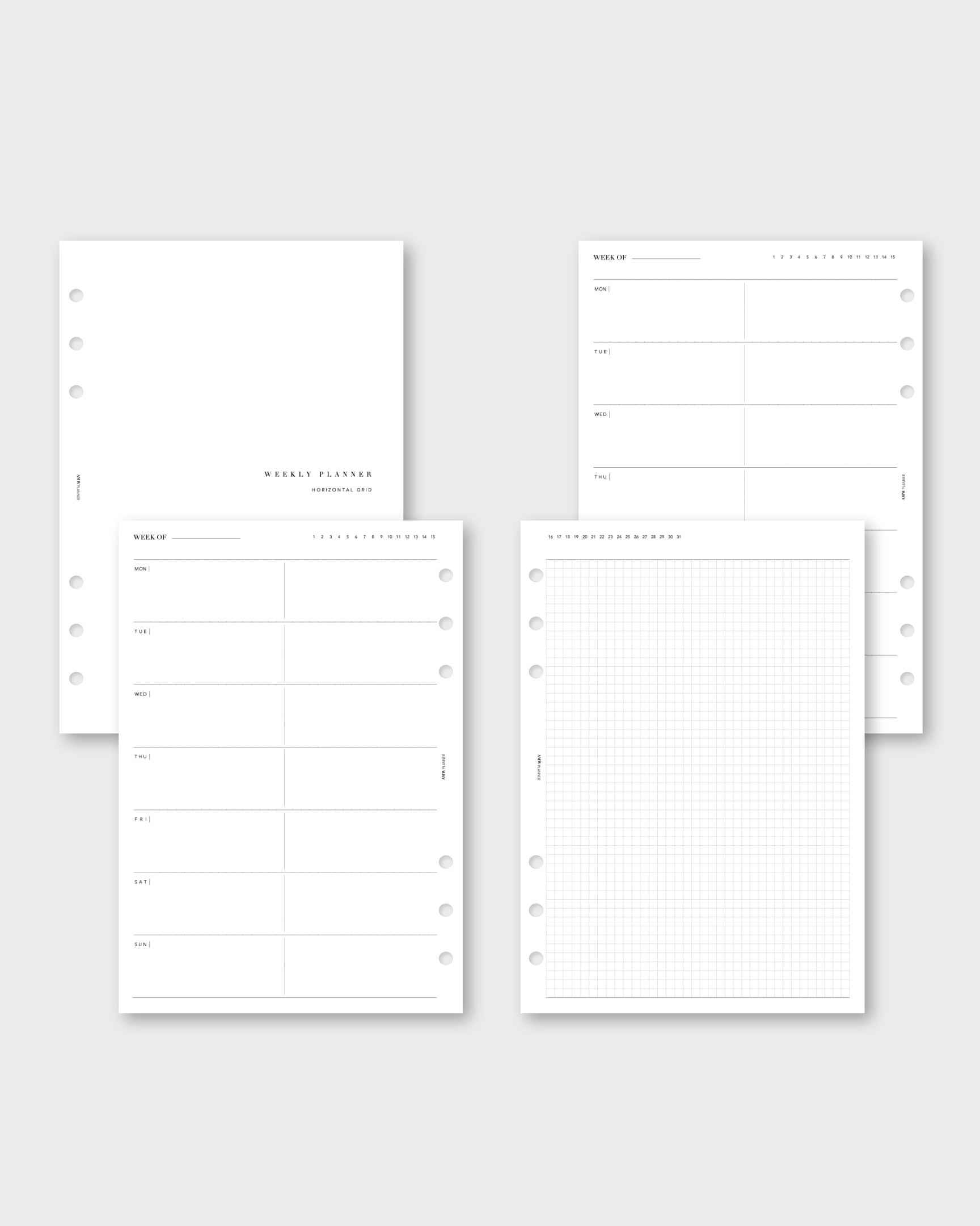 Weekly Planner - Horizontal & Grid Note(Weeks Layout)