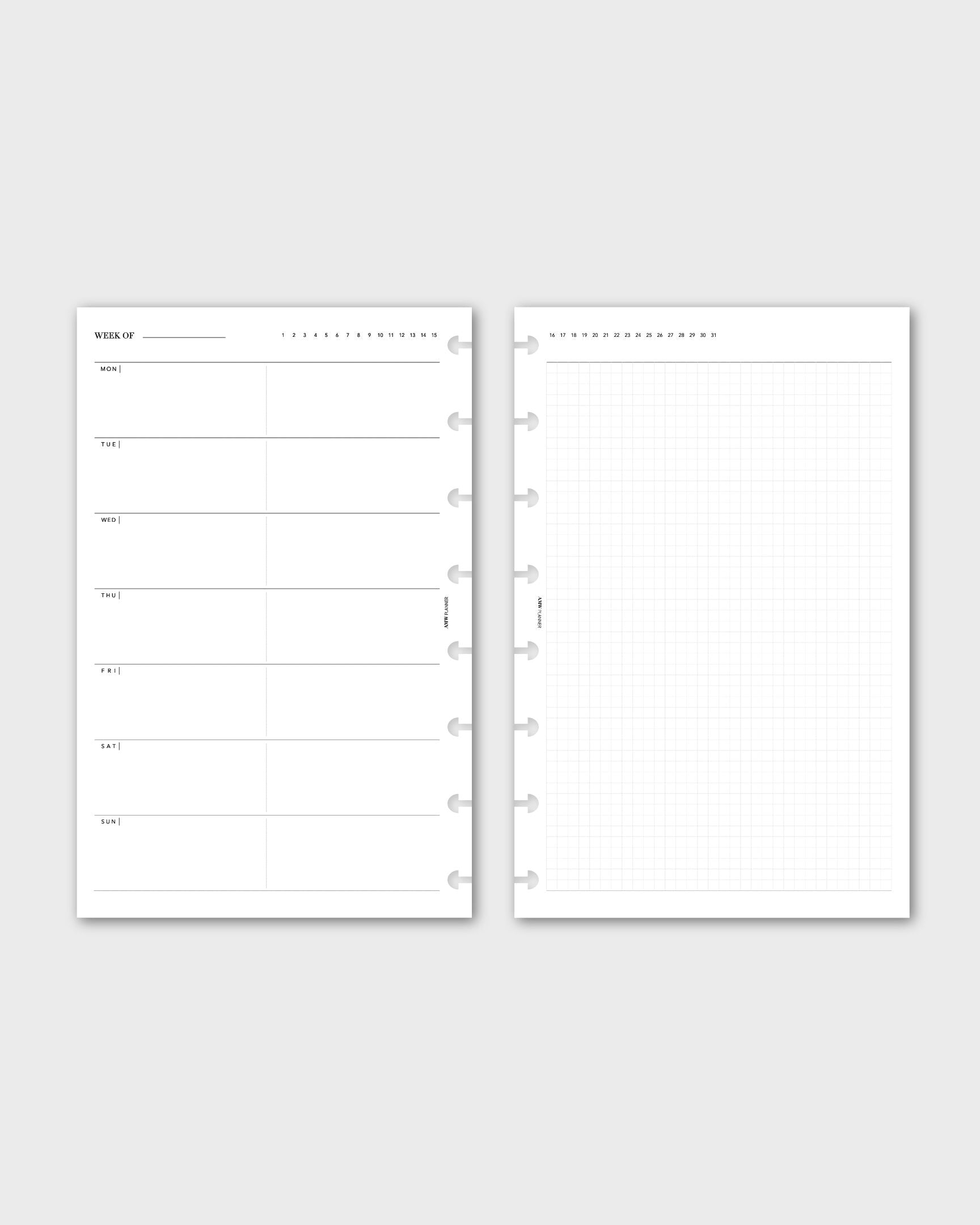 Weekly Planner - Horizontal & Grid Note(Weeks Layout)