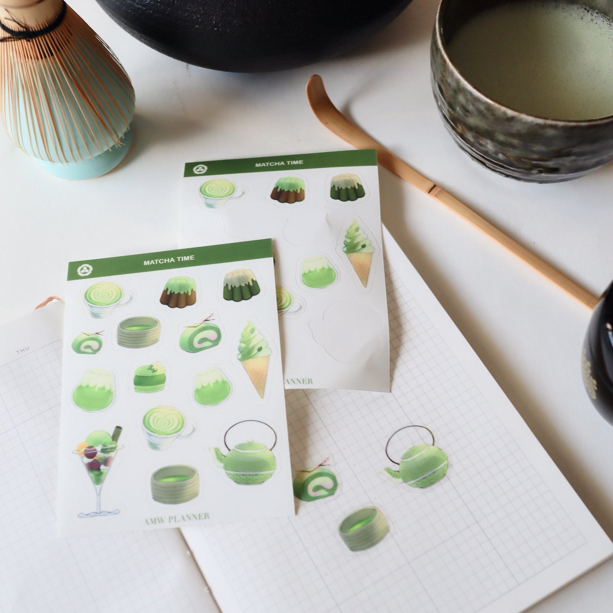 Matcha Time Sticker Sheet | Transparent