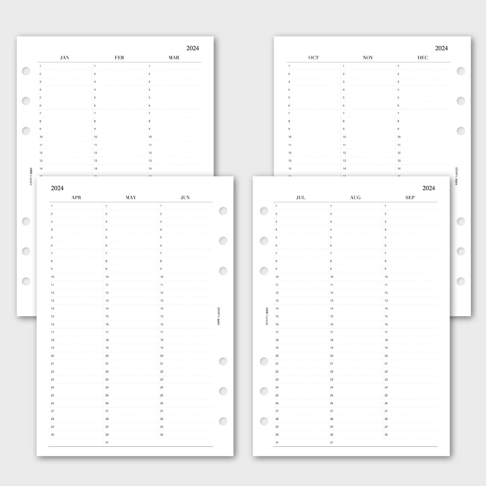 2024 Year at a glance planner - Quarterly