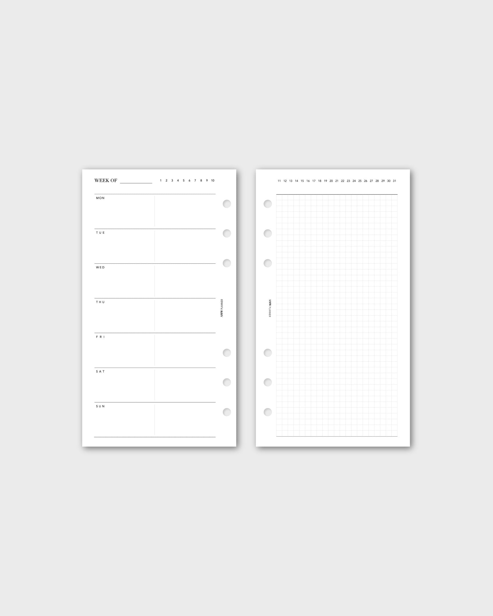 Weekly Planner - Horizontal & Grid Note(Weeks Layout)