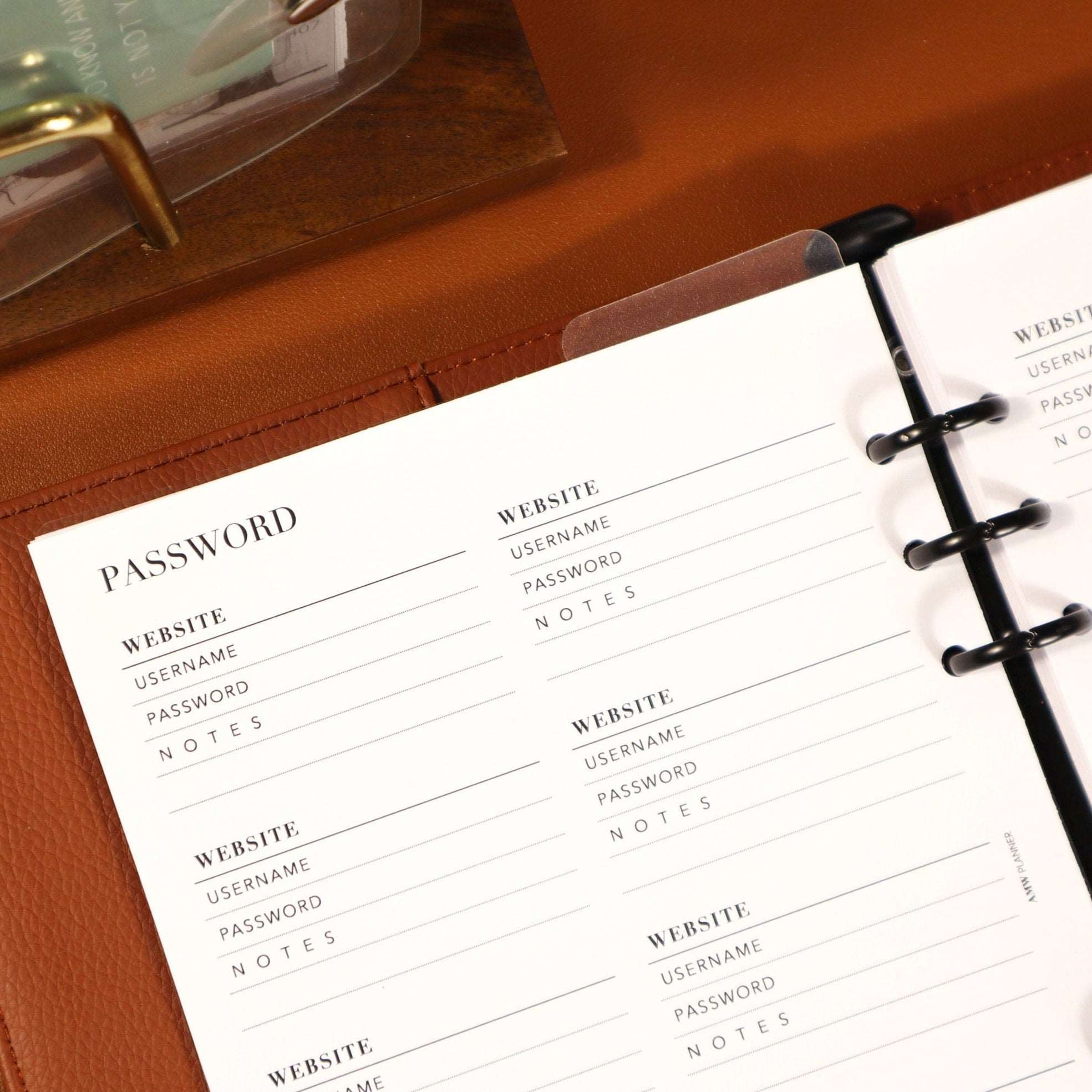 Password Keeper Planner Inserts