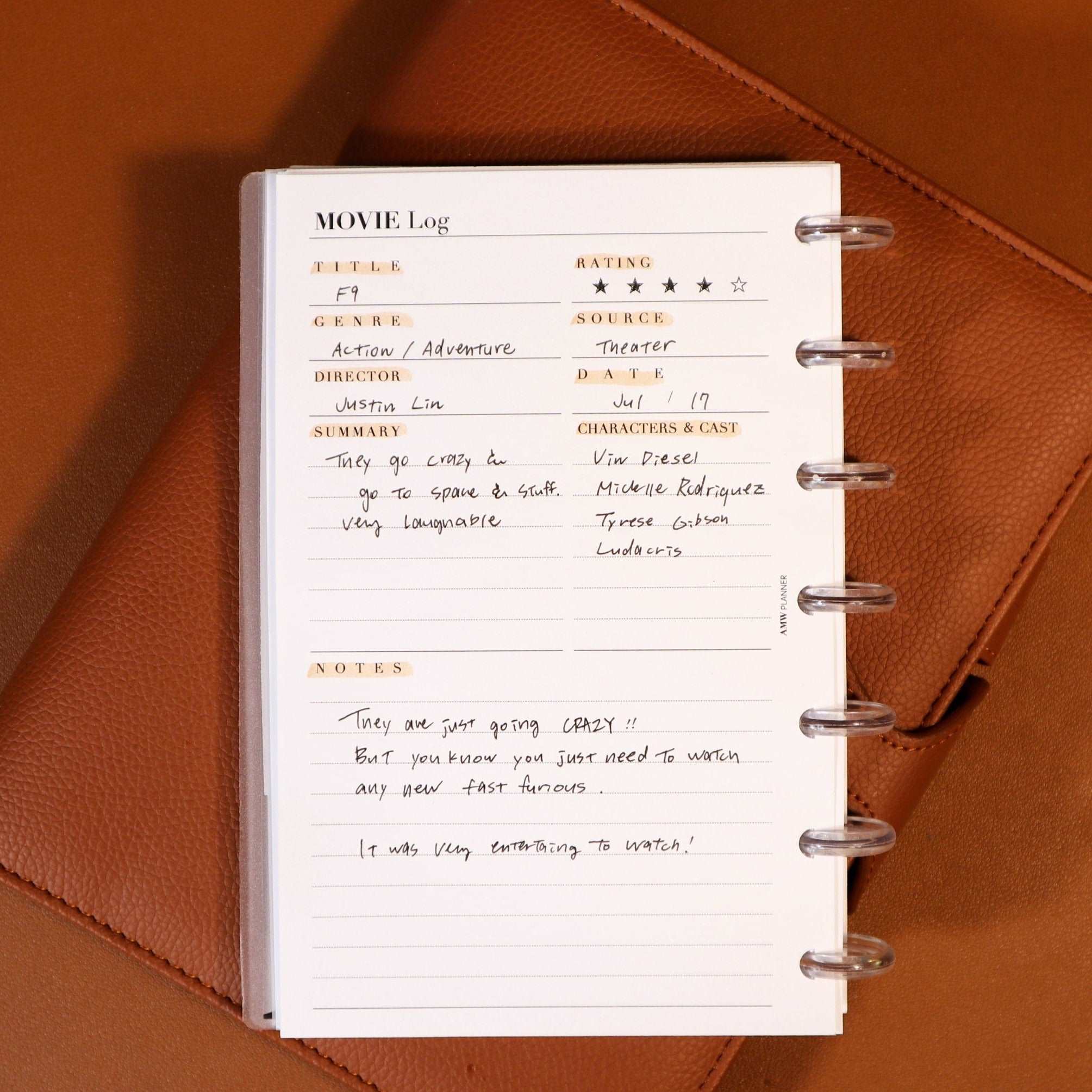 Movie Log / Film Journal | Planner Inserts