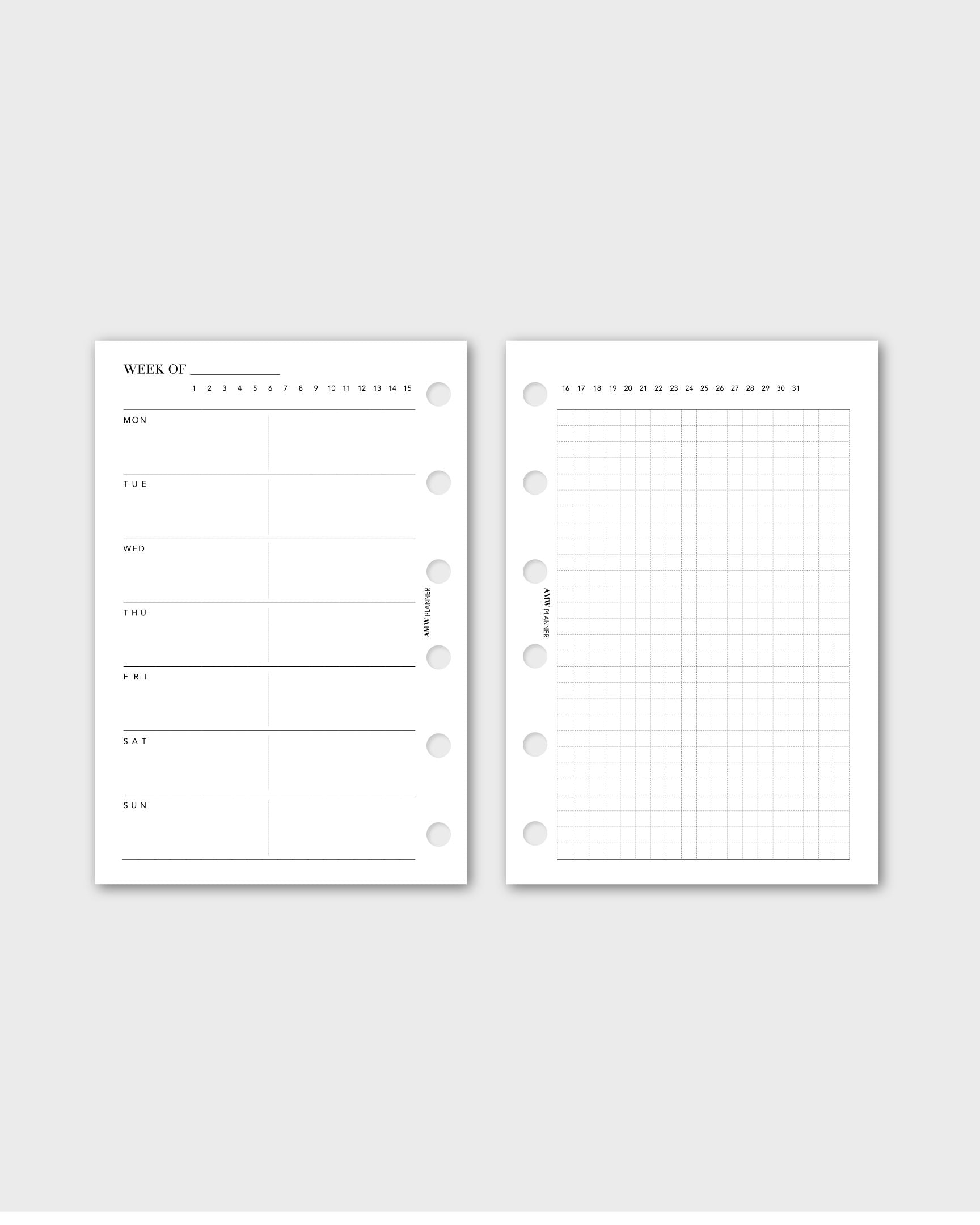 Weekly Planner - Horizontal & Grid Note(Weeks Layout)