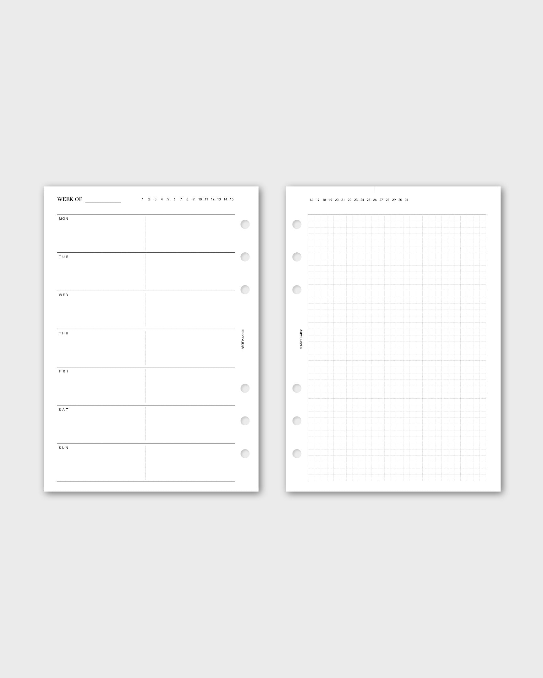 Weekly Planner - Horizontal & Grid Note(Weeks Layout)