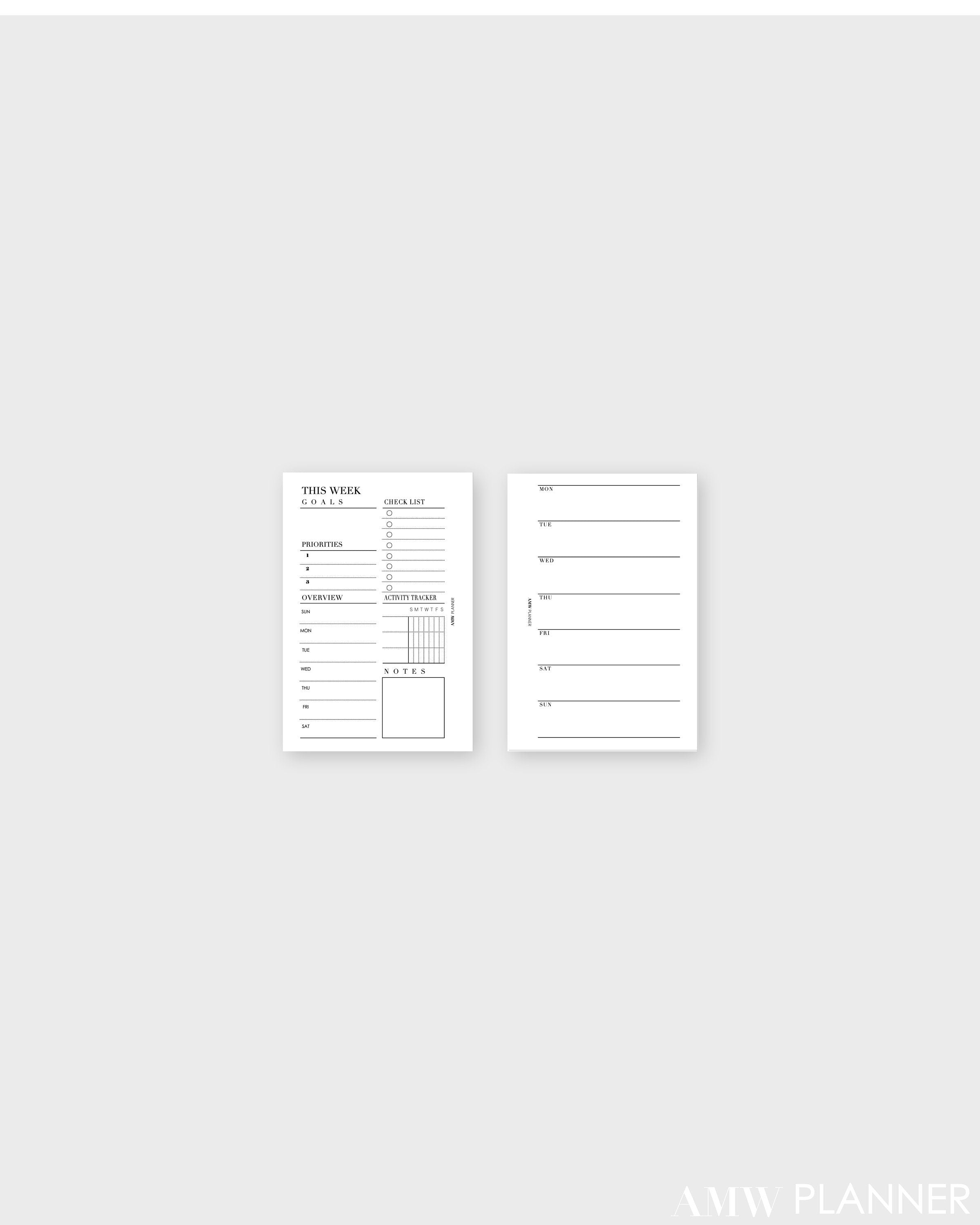 Weekly Over View Planner Inserts